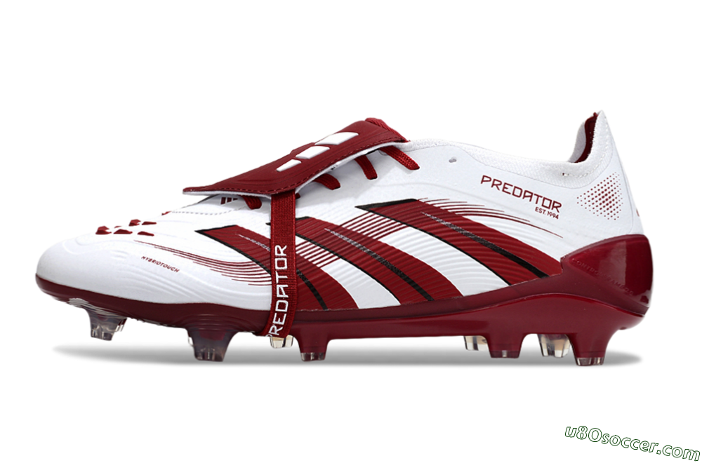 Adidas Predator 25 Elite Foldover Tongue FG Firm Ground Soccer Cleats - White/Red/Black 2