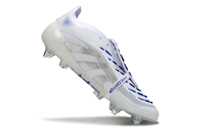 Adidas Predator 25 Elite Foldover Tongue SG Soft Ground Soccer Cleats - White/Silver/Blue