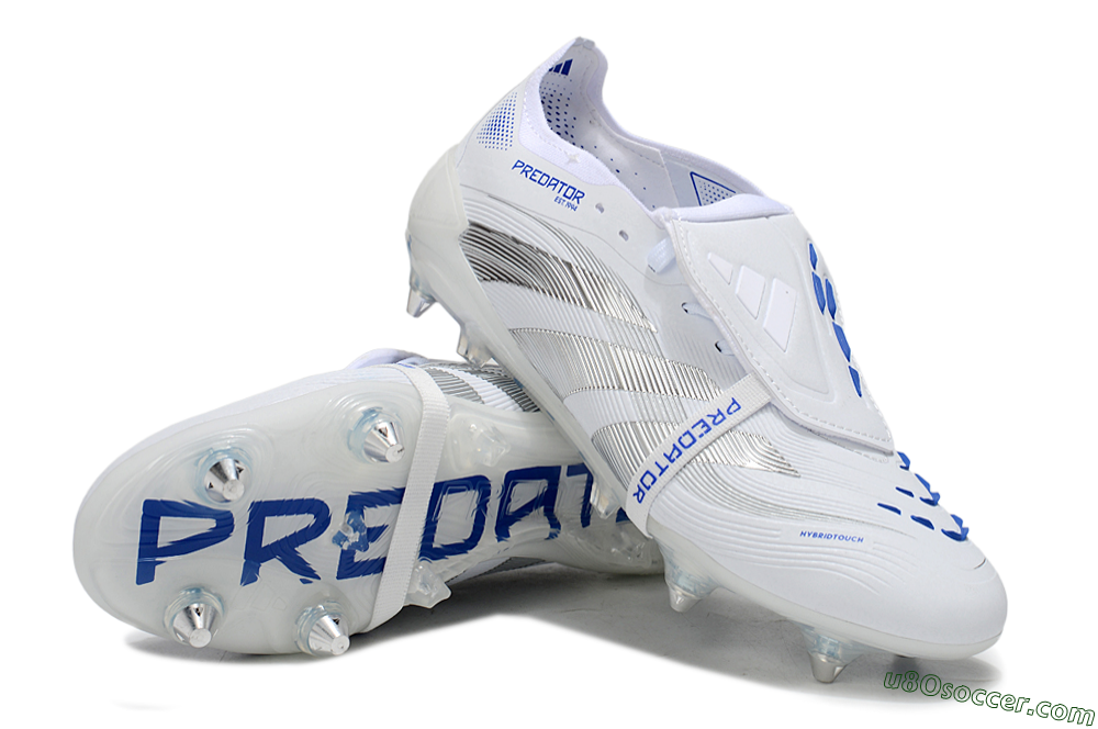 Adidas Predator 25 Elite Foldover Tongue SG Soft Ground Soccer Cleats - White/Silver/Blue 3