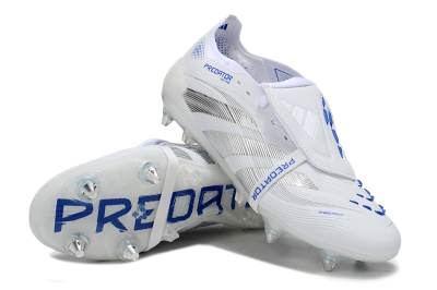 Adidas Predator 25 Elite Foldover Tongue SG Soft Ground Soccer Cleats - White/Silver/Blue