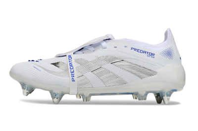 Adidas Predator 25 Elite Foldover Tongue SG Soft Ground Soccer Cleats - White/Silver/Blue