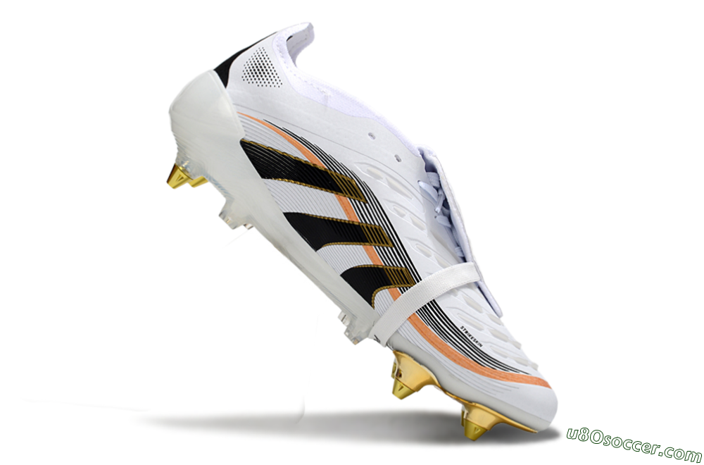 Adidas Predator 25 Elite Foldover Tongue SG Soft Ground Soccer Cleats - White/Black/Gold 4