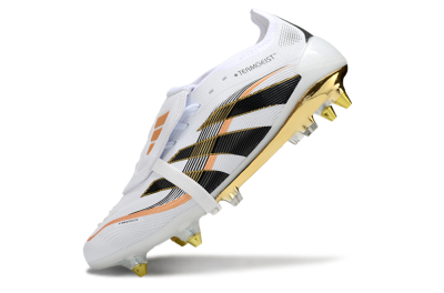 Adidas Predator 25 Elite Foldover Tongue SG Soft Ground Soccer Cleats - White/Black/Gold