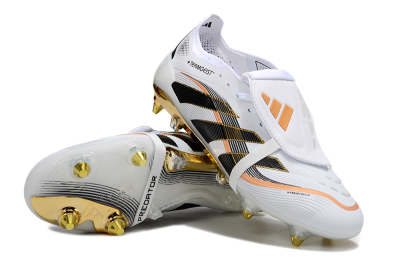 Adidas Predator 25 Elite Foldover Tongue SG Soft Ground Soccer Cleats - White/Black/Gold