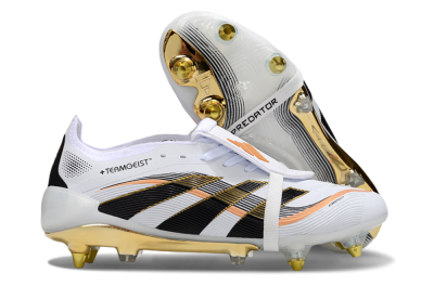 Adidas Predator 25 Elite Foldover Tongue SG Soft Ground Soccer Cleats - White/Black/Gold