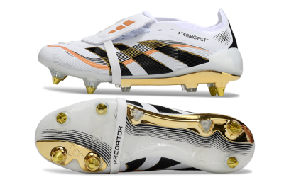 Adidas Predator 25 Elite Foldover Tongue SG Soft Ground Soccer Cleats - White/Black/Gold
