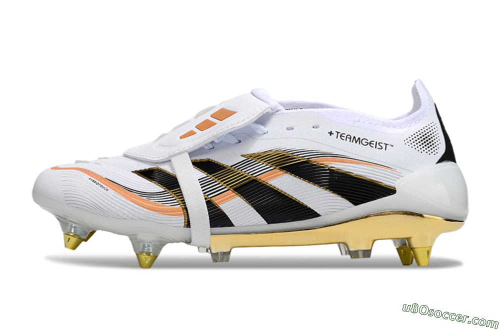 Adidas Predator 25 Elite Foldover Tongue SG Soft Ground Soccer Cleats - White/Black/Gold 2