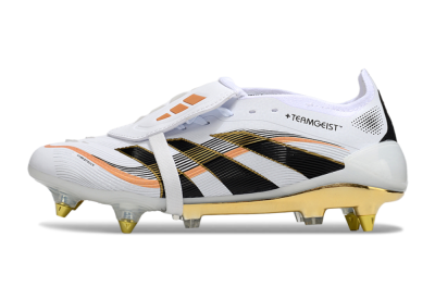 Adidas Predator 25 Elite Foldover Tongue SG Soft Ground Soccer Cleats - White/Black/Gold