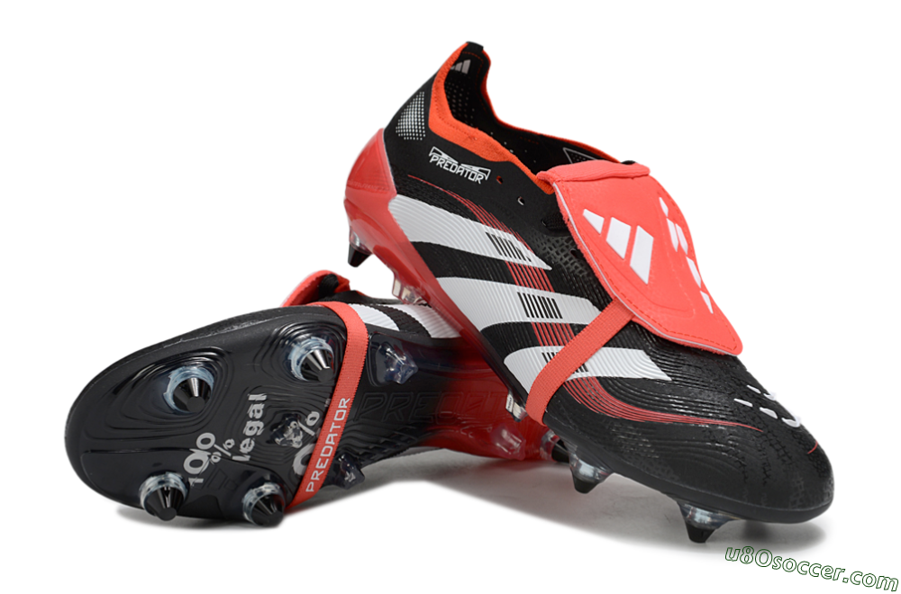 Adidas Predator 25 Elite Foldover Tongue SG Soft Ground Soccer Cleats - Black/White/Red 3