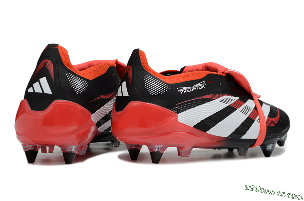 Adidas Predator 25 Elite Foldover Tongue SG Soft Ground Soccer Cleats - Black/White/Red 6