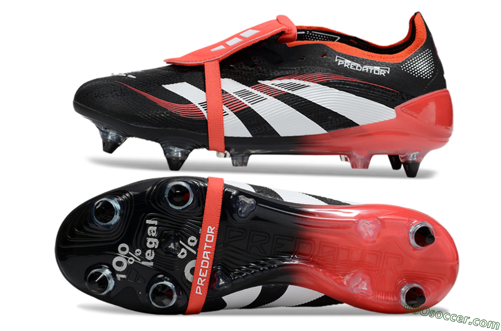 Adidas Predator 25 Elite Foldover Tongue SG Soft Ground Soccer Cleats - Black/White/Red 0
