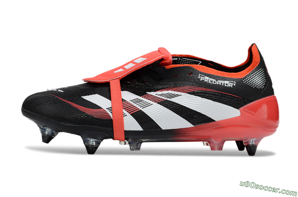 Adidas Predator 25 Elite Foldover Tongue SG Soft Ground Soccer Cleats - Black/White/Red 2