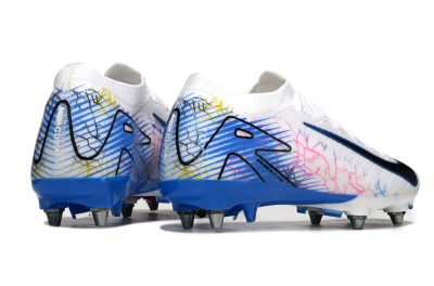 Nike Air Zoom Mercurial Vapor 16 Elite SG Soft Ground Soccer Cleats - White/Black/Blue