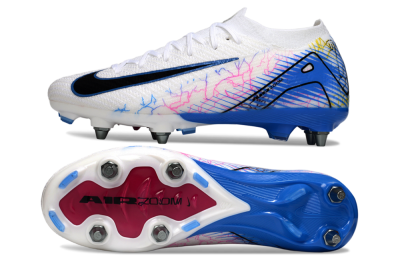 Nike Air Zoom Mercurial Vapor 16 Elite SG Soft Ground Soccer Cleats - White/Black/Blue