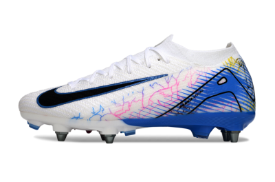 Nike Air Zoom Mercurial Vapor 16 Elite SG Soft Ground Soccer Cleats - White/Black/Blue