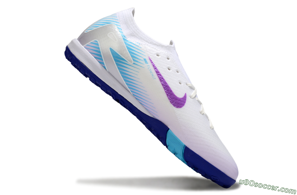 Nike Air Zoom Mercurial Vapor 16 Elite TF Artificial Turf Soccer Shoes - White/Purple/Silver 4
