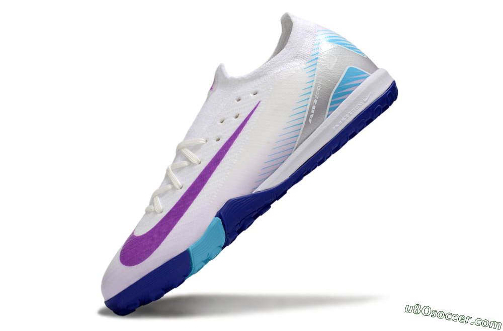 Nike Air Zoom Mercurial Vapor 16 Elite TF Artificial Turf Soccer Shoes - White/Purple/Silver 5
