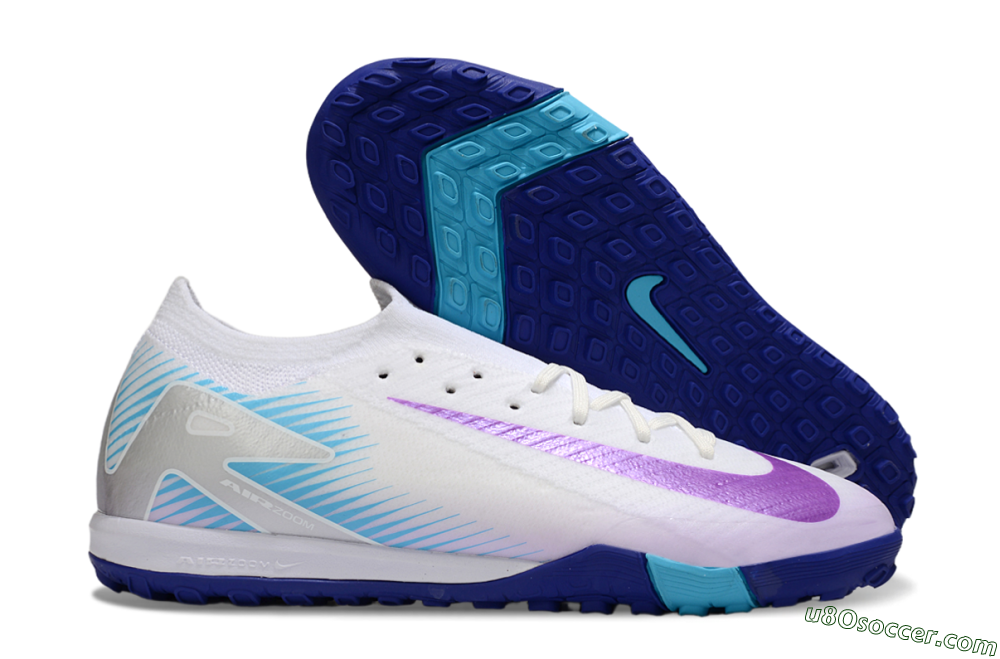 Nike Air Zoom Mercurial Vapor 16 Elite TF Artificial Turf Soccer Shoes - White/Purple/Silver 1