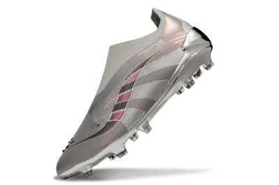 Adidas Predator 25 Elite Laceless FG Firm Ground Soccer Cleats - Grey/Silver/Red