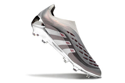 Adidas Predator 25 Elite Laceless FG Firm Ground Soccer Cleats - Grey/Silver/Red
