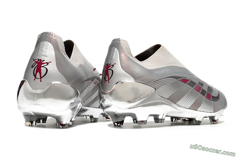 Adidas Predator 25 Elite Laceless FG Firm Ground Soccer Cleats - Grey/Silver/Red 6