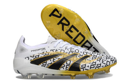 Adidas Predator 25 Elite FG Firm Ground Soccer Cleats - White/Gold/Black