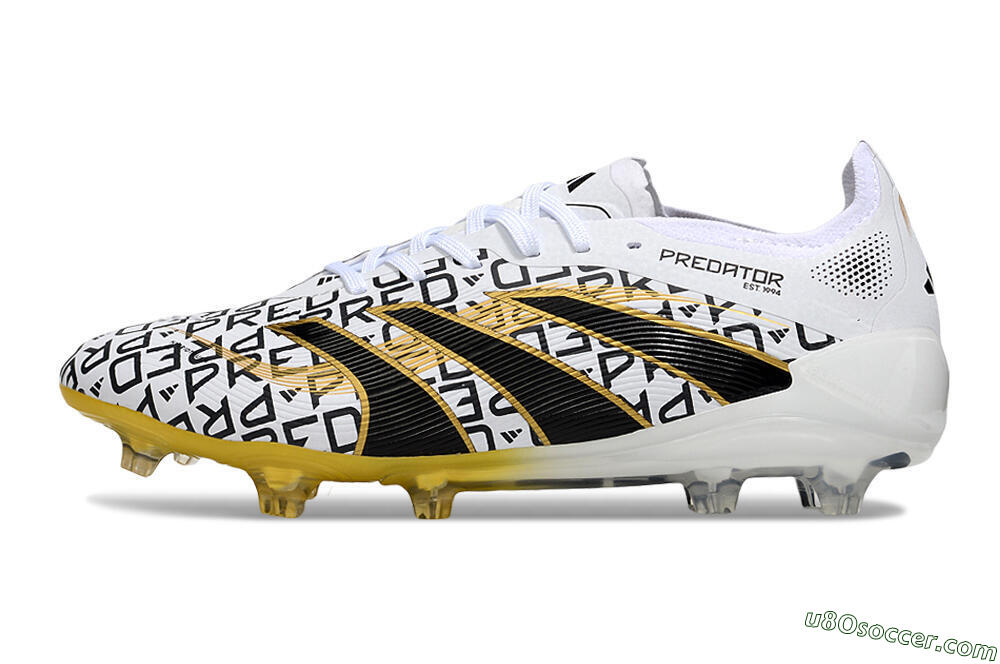 Adidas Predator 25 Elite FG Firm Ground Soccer Cleats - White/Gold/Black 2