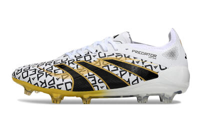 Adidas Predator 25 Elite FG Firm Ground Soccer Cleats - White/Gold/Black