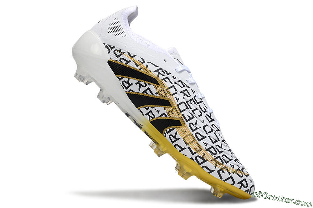 Adidas Predator 25 Elite Laceless FG Firm Ground Soccer Cleats - White/Gold/Black 4