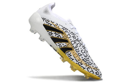 Adidas Predator 25 Elite Laceless FG Firm Ground Soccer Cleats - White/Gold/Black