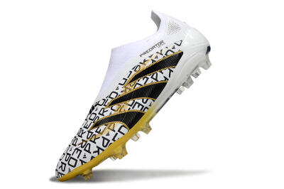 Adidas Predator 25 Elite Laceless FG Firm Ground Soccer Cleats - White/Gold/Black