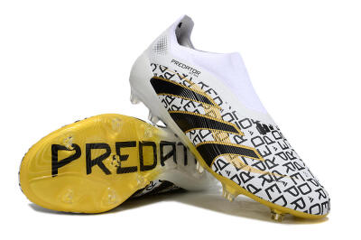 Adidas Predator 25 Elite Laceless FG Firm Ground Soccer Cleats - White/Gold/Black
