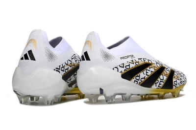 Adidas Predator 25 Elite Laceless FG Firm Ground Soccer Cleats - White/Gold/Black