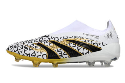 Adidas Predator 25 Elite Laceless FG Firm Ground Soccer Cleats - White/Gold/Black