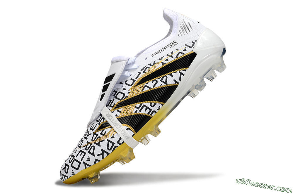 Adidas Predator 25 Elite Foldover Tongue FG Firm Ground Soccer Cleats - White/Gold/Black 5