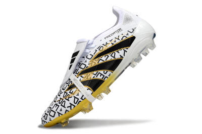 Adidas Predator 25 Elite Foldover Tongue FG Firm Ground Soccer Cleats - White/Gold/Black