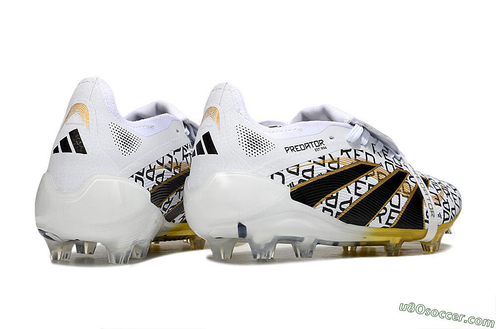 Adidas Predator 25 Elite Foldover Tongue FG Firm Ground Soccer Cleats - White/Gold/Black 6