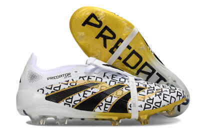 Adidas Predator 25 Elite Foldover Tongue FG Firm Ground Soccer Cleats - White/Gold/Black