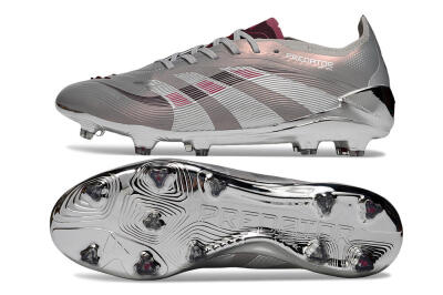 Adidas Predator 25 Elite FG Firm Ground Soccer Cleats - Grey/Silver/Red