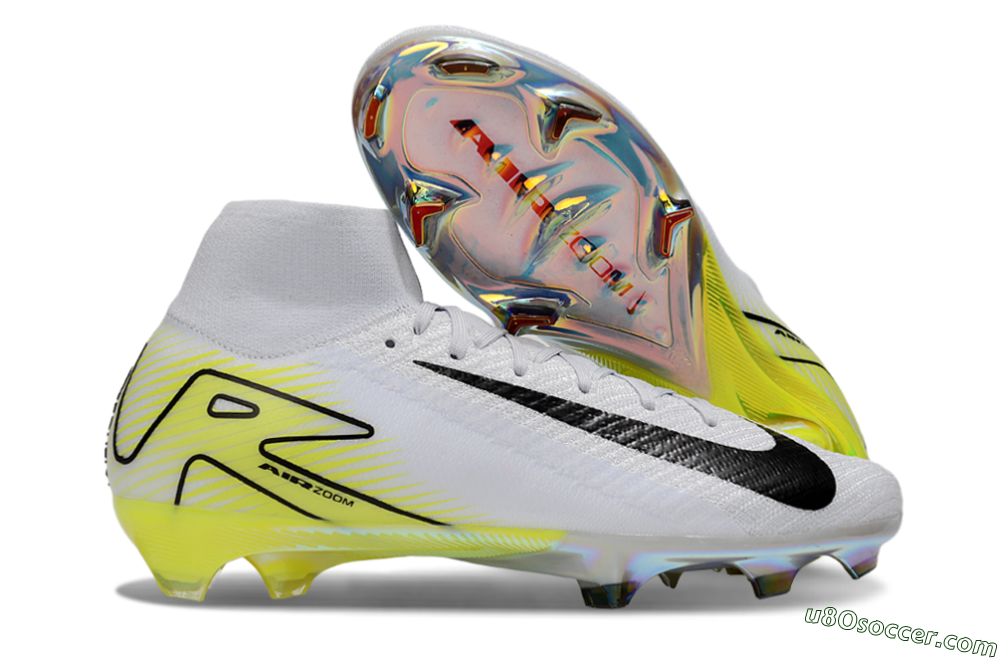 Nike Air Zoom Mercurial Superfly 10 Elite FG Firm Ground Soccer Cleats - White/Black/Yellow 1