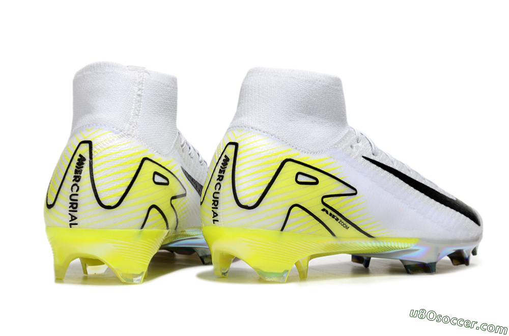 Nike Air Zoom Mercurial Superfly 10 Elite FG Firm Ground Soccer Cleats - White/Black/Yellow 6