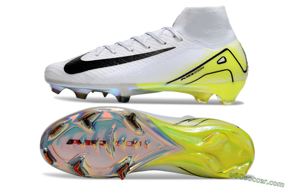 Nike Air Zoom Mercurial Superfly 10 Elite FG Firm Ground Soccer Cleats - White/Black/Yellow 0