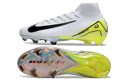 Nike Air Zoom Mercurial Superfly 10 Elite FG Firm Ground Soccer Cleats - White/Black/Yellow