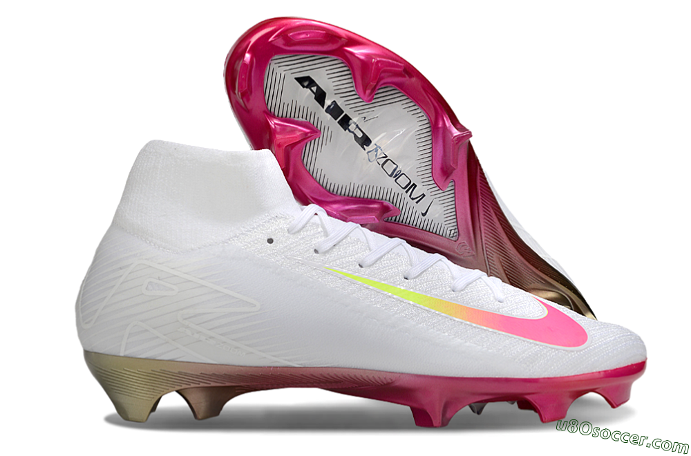 Nike Air Zoom Mercurial Superfly 10 Elite FG Firm Ground Soccer Cleats - White/Pink/Yellow 1