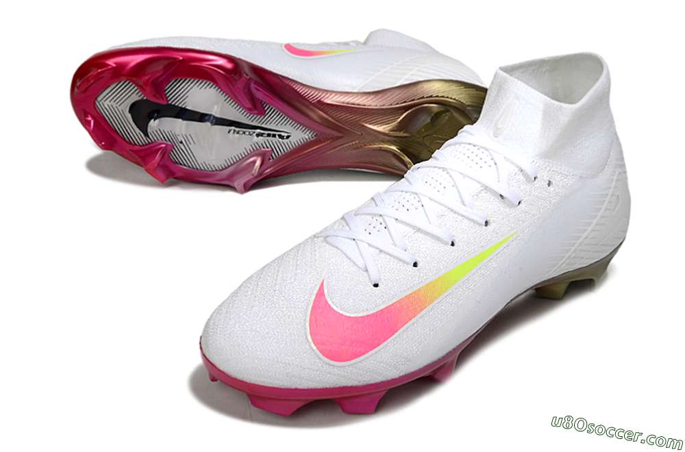 Nike Air Zoom Mercurial Superfly 10 Elite FG Firm Ground Soccer Cleats - White/Pink/Yellow 3