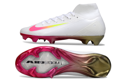 Nike Air Zoom Mercurial Superfly 10 Elite FG Firm Ground Soccer Cleats - White/Pink/Yellow