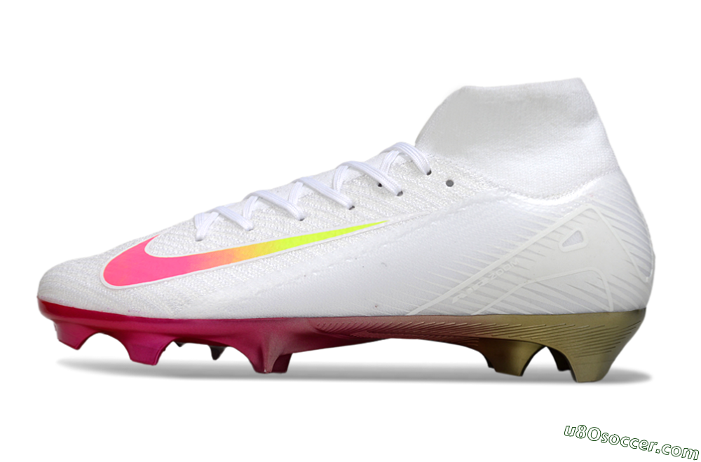 Nike Air Zoom Mercurial Superfly 10 Elite FG Firm Ground Soccer Cleats - White/Pink/Yellow 2
