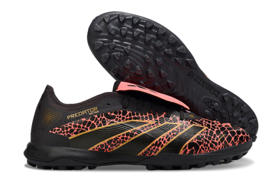 Adidas Predator Laceless Foldover Tongue TF Artificial Turf Soccer Shoes - Black/Red/Gold