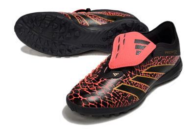 Adidas Predator Laceless Foldover Tongue TF Artificial Turf Soccer Shoes - Black/Red/Gold
