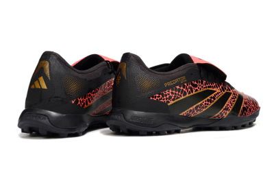 Adidas Predator Laceless Foldover Tongue TF Artificial Turf Soccer Shoes - Black/Red/Gold
